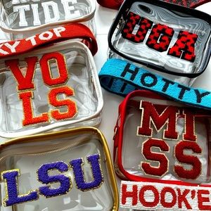 CUSTOM GAME DAY BAG STADIUM APPROVED CLEAR PVC CROSSBODY PURSE SEC SCHOOLS